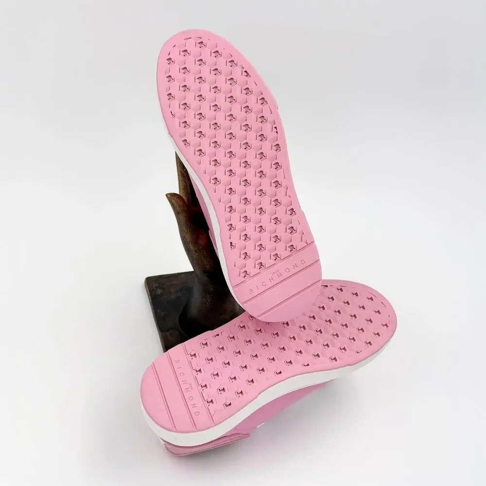 John Richmond JRCH Pink Dragon Print Leather Low Top Sneakers Women’s
